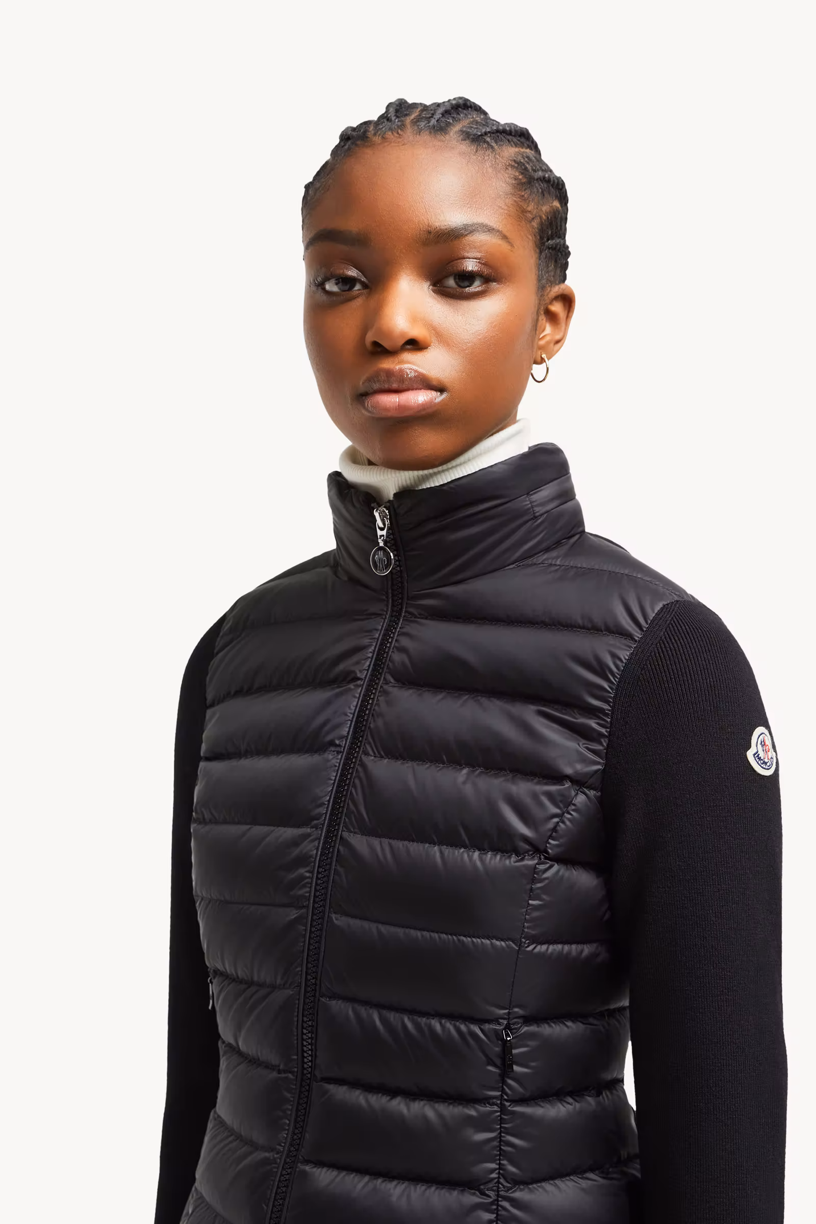 Padded Wool Zip-Up Cardigan