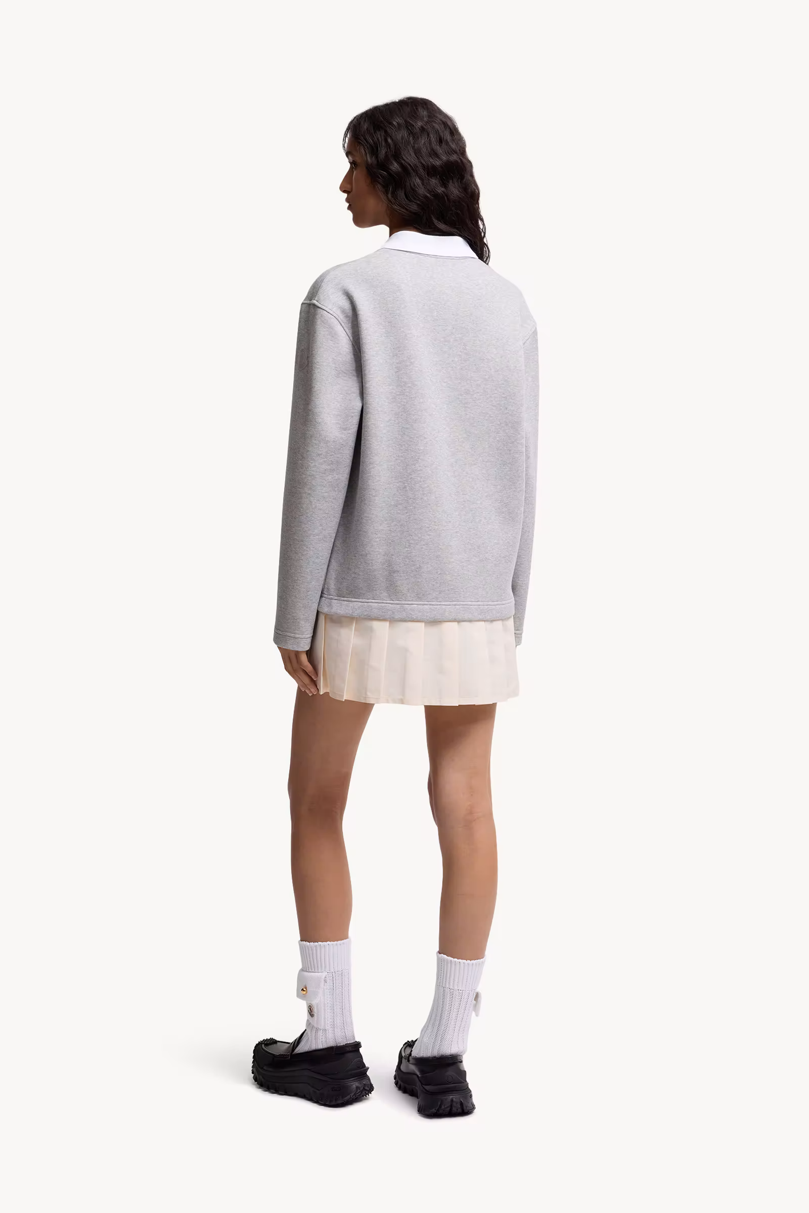 Pleated Cotton Blend Polo Dress