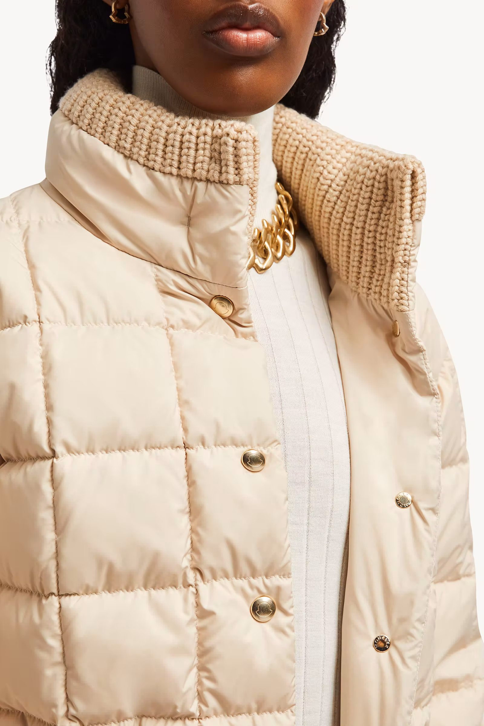 Antigone Leather-Trimmed Short Down Jacket