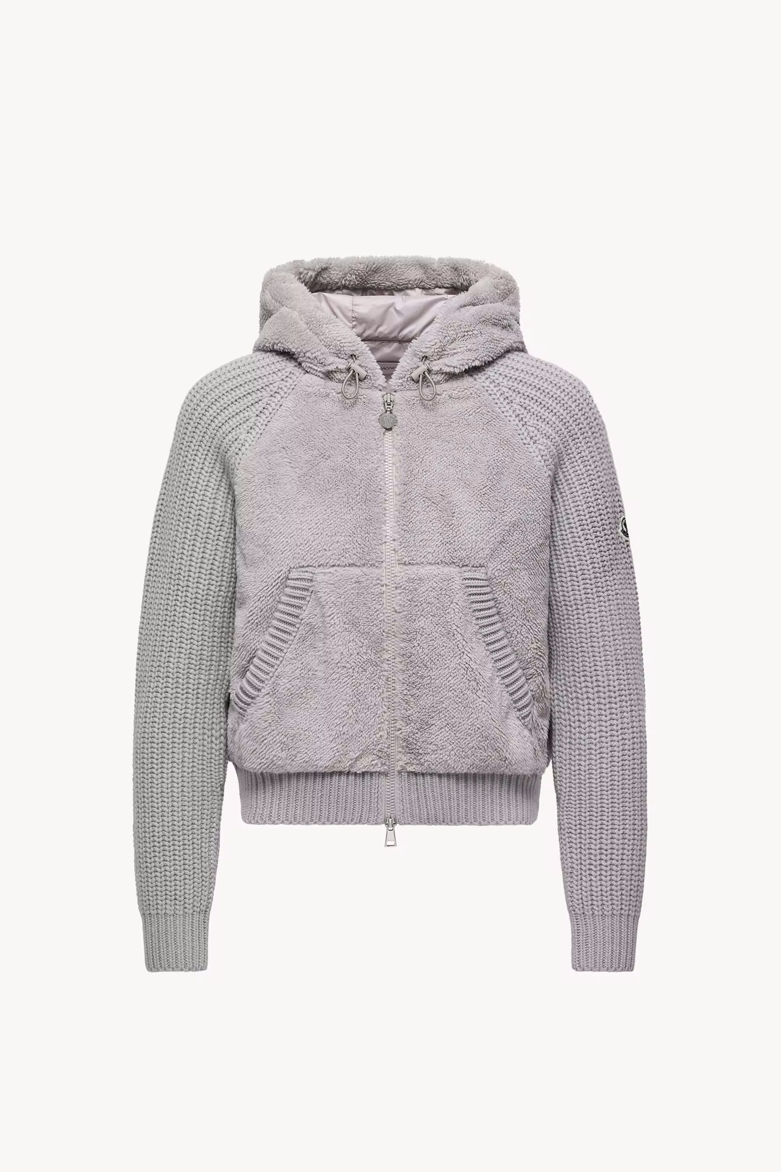 Padded Wool & Teddy Zip-up Hoodie