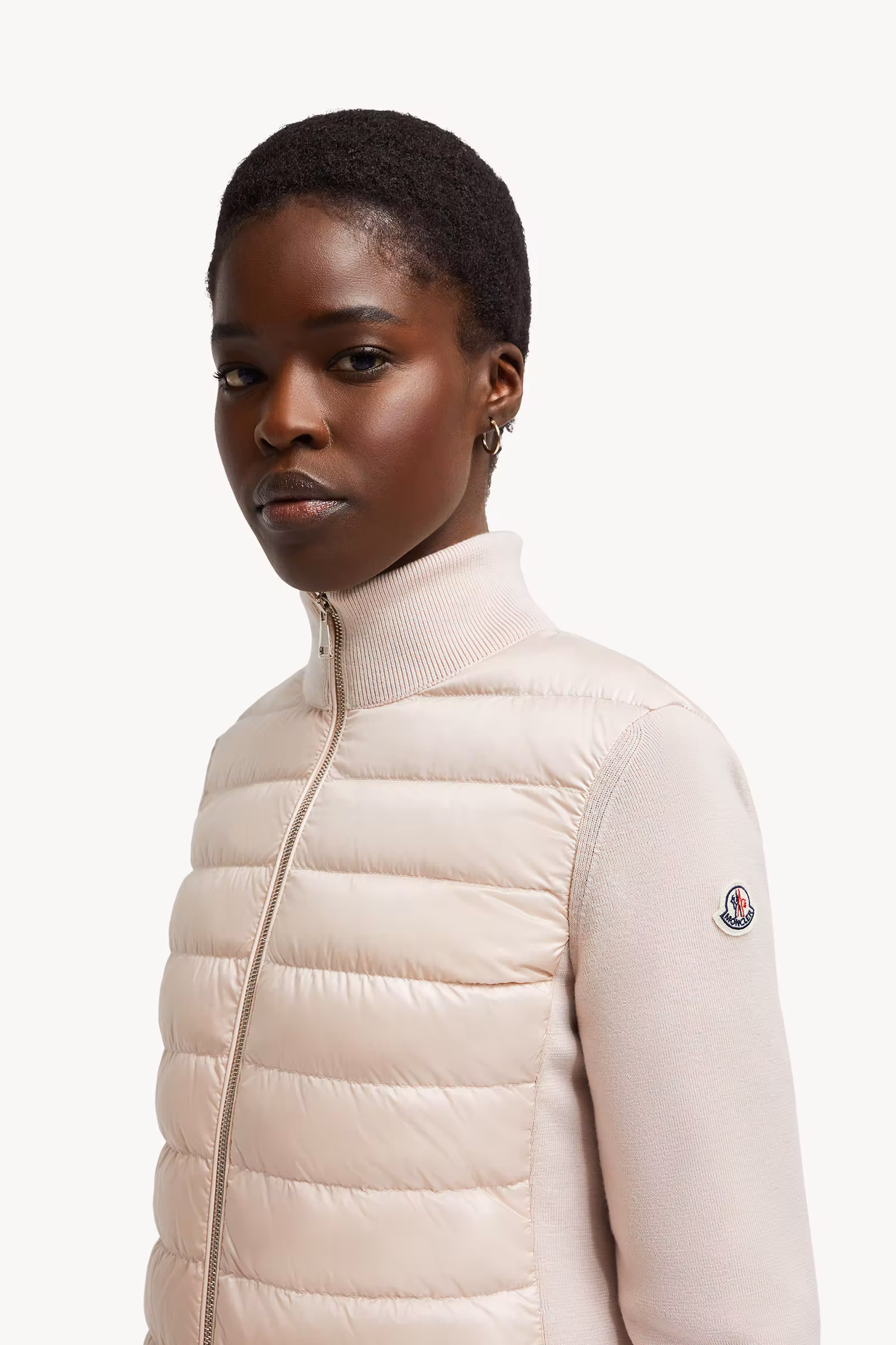 Padded Wool Zip-Up Cardigan