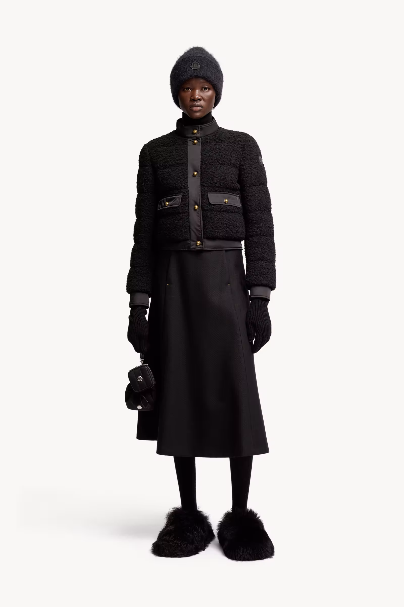 Mouliné Wool Midi Skirt