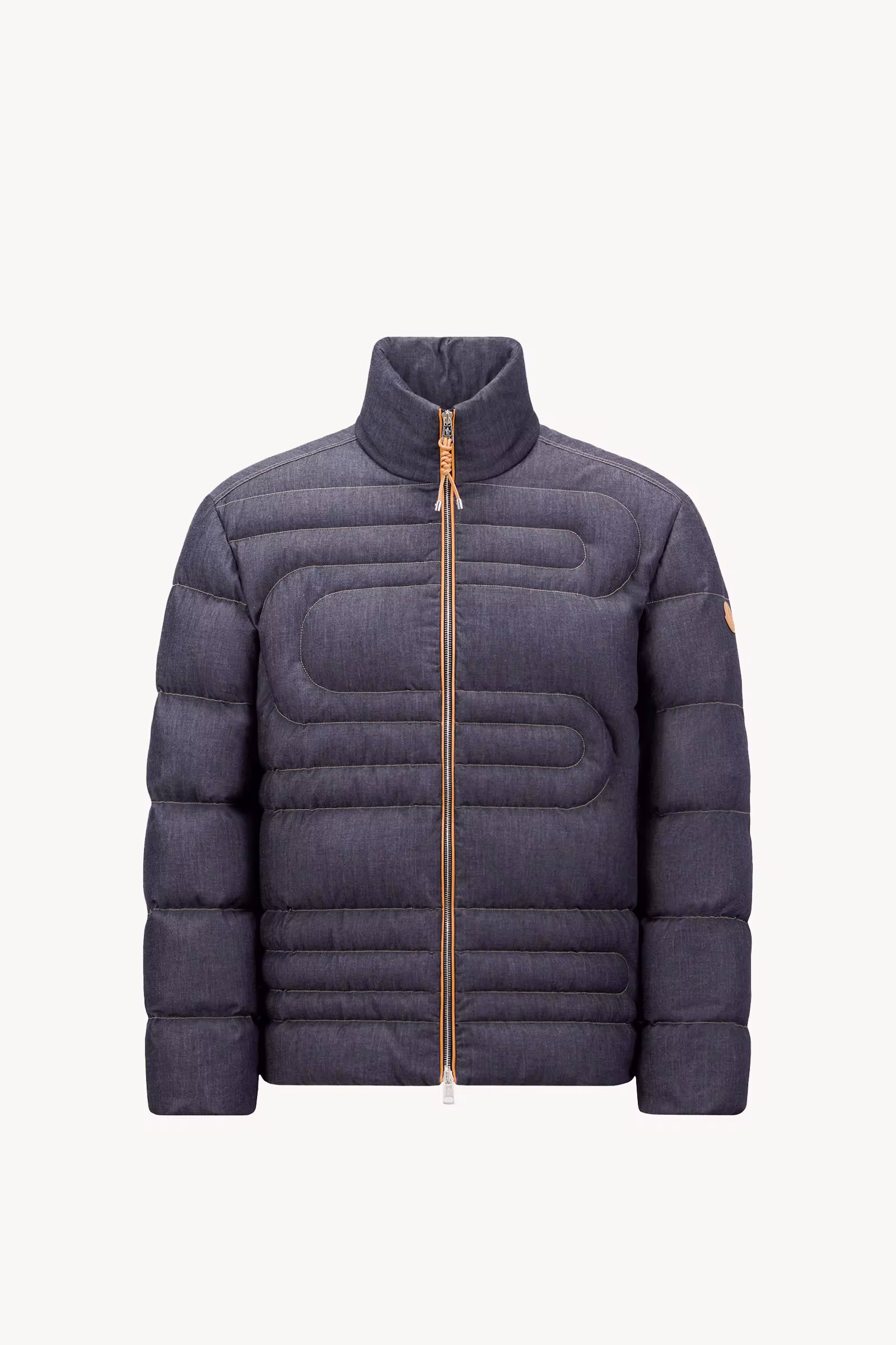 Xiaohai Snake-Quilted Denim Short Down Jacket