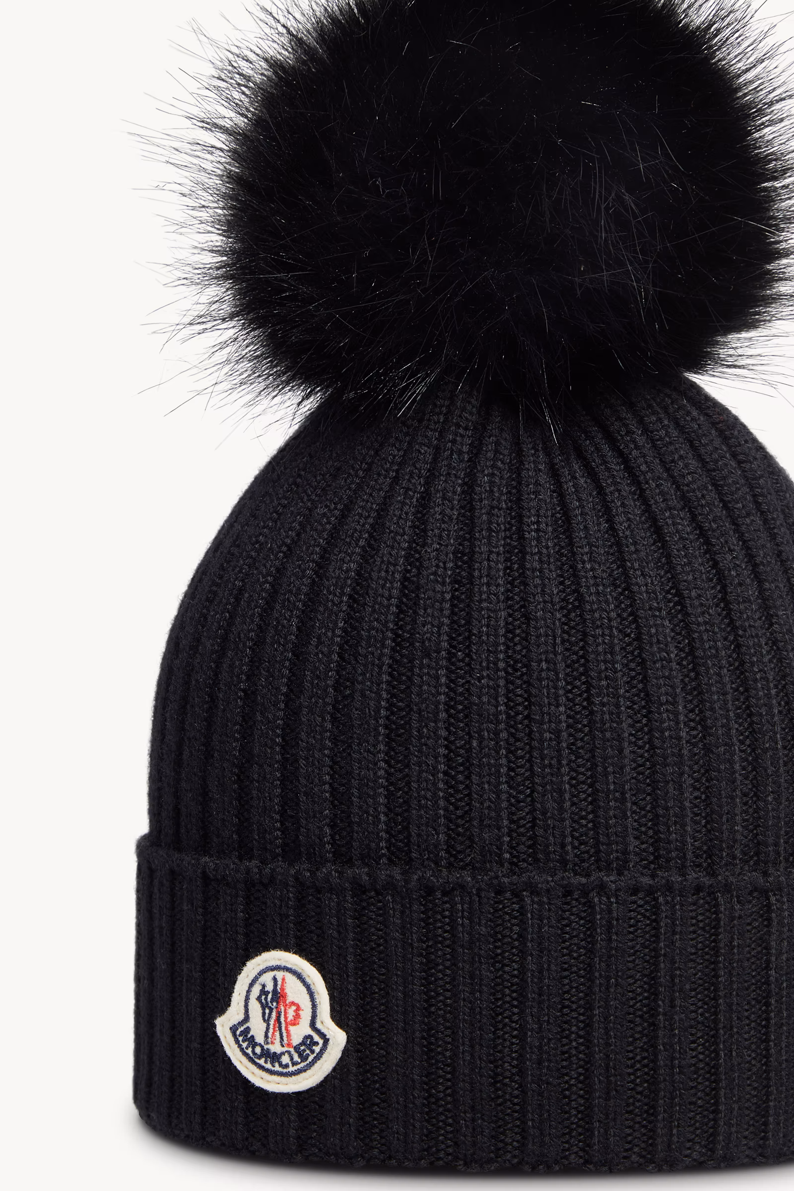 Wool Beanie with Faux Fur Pom Pom