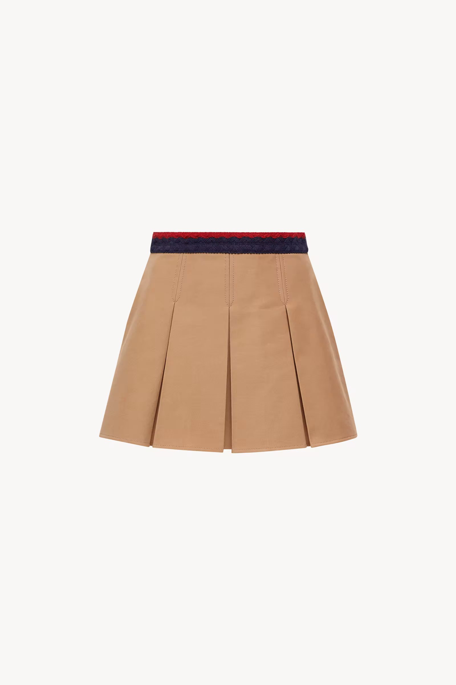 Cotton Gabardine Pleated Mini Skirt