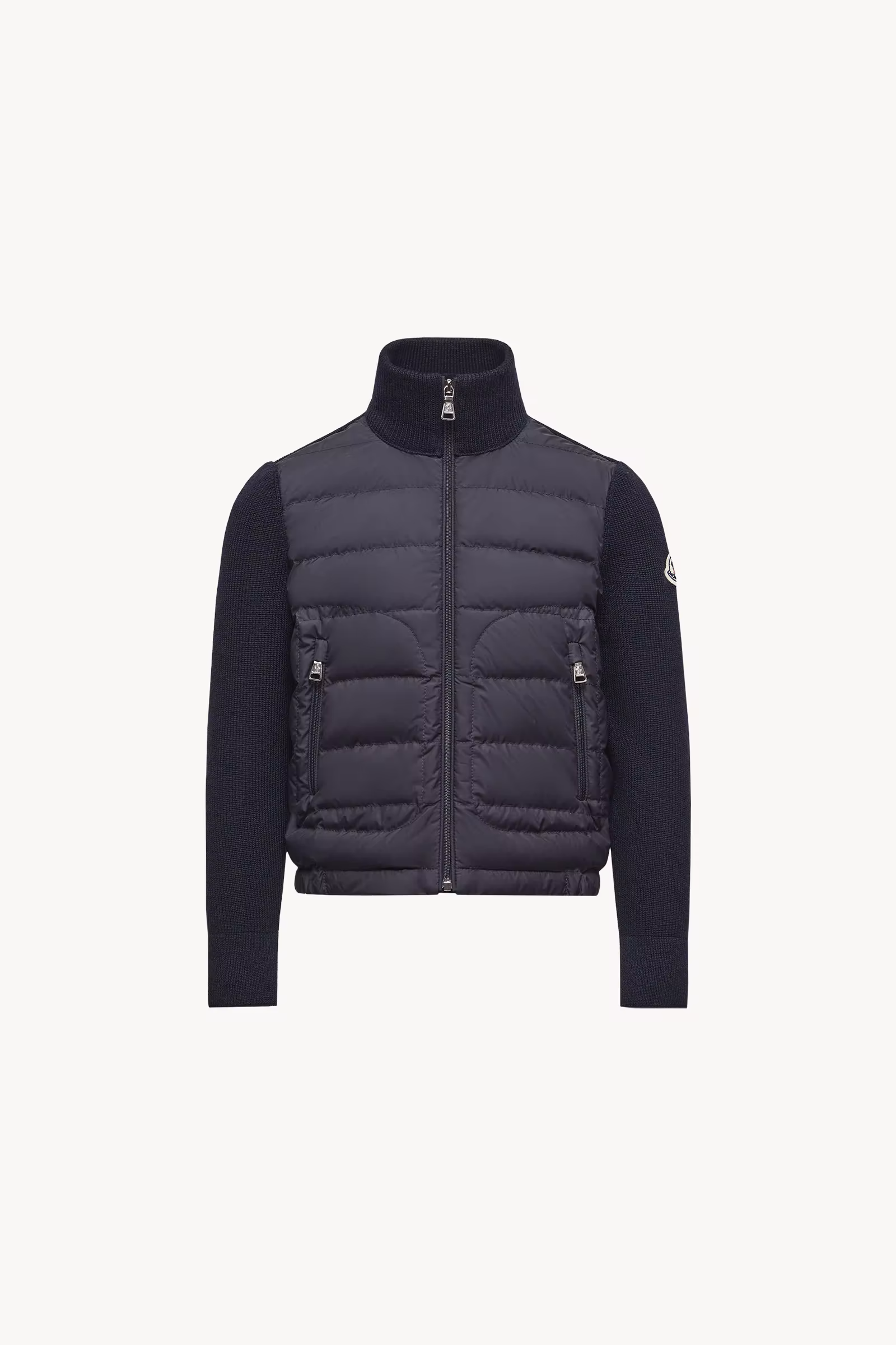 Padded Wool Blend Zip-Up Cardigan