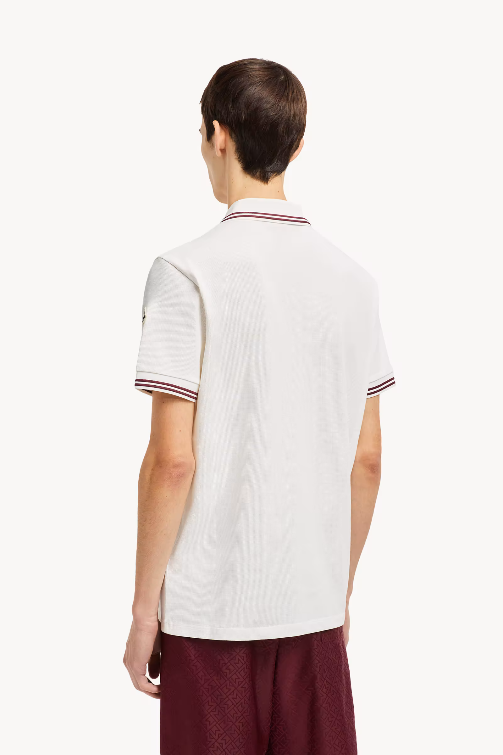 Striped Trim Cotton Piquet Polo Shirt