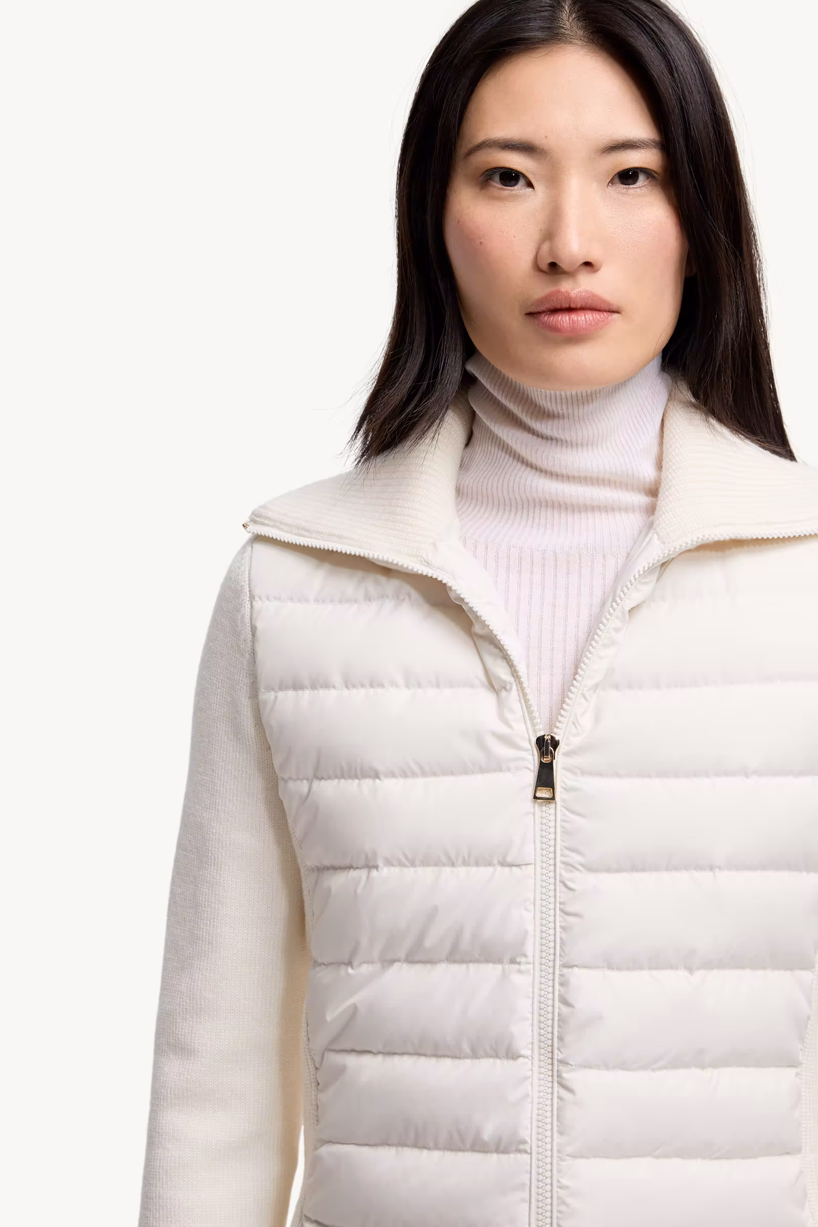 Padded Wool Zip-Up Cardigan
