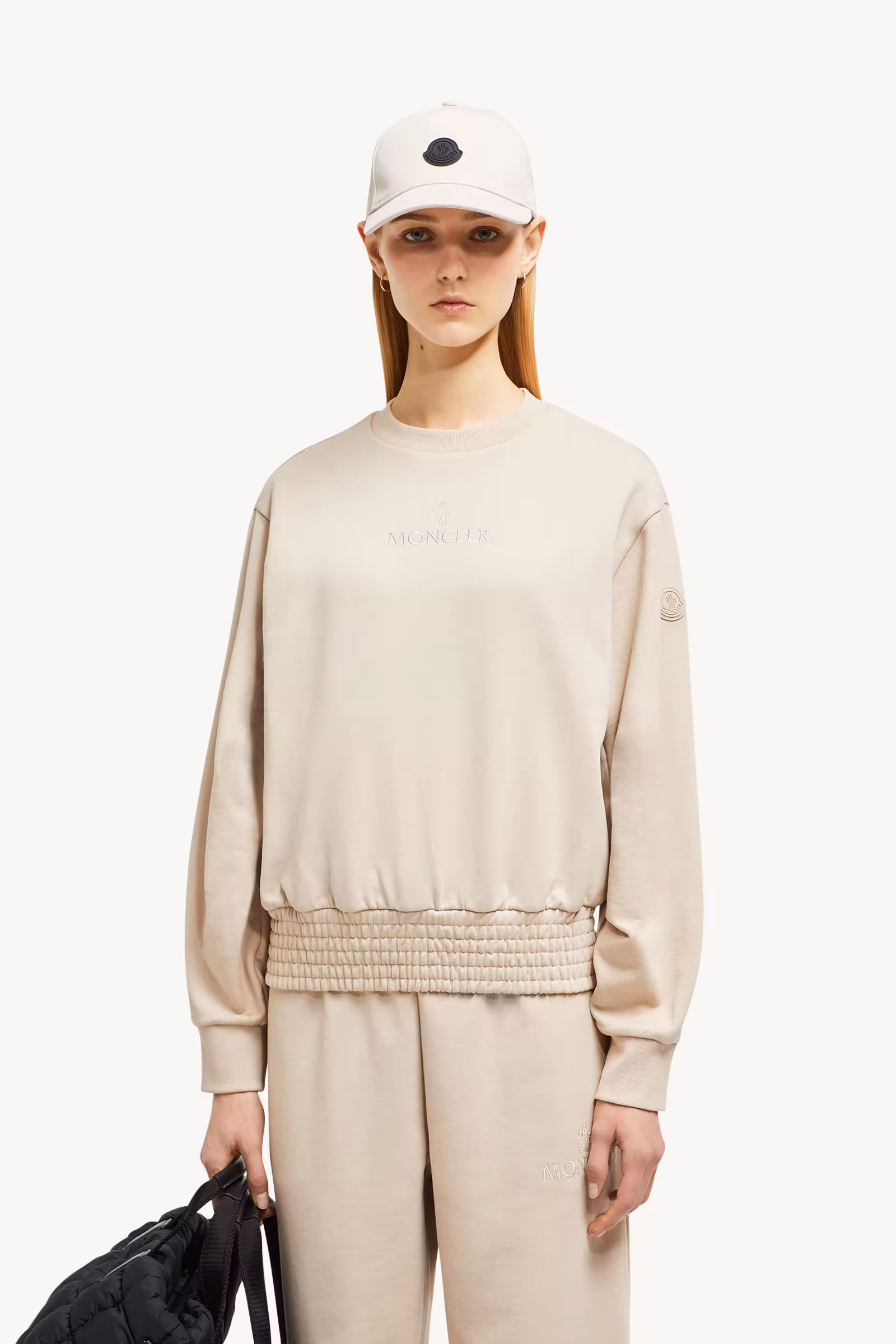 Pleated Sleeve Cotton Sweatshirt