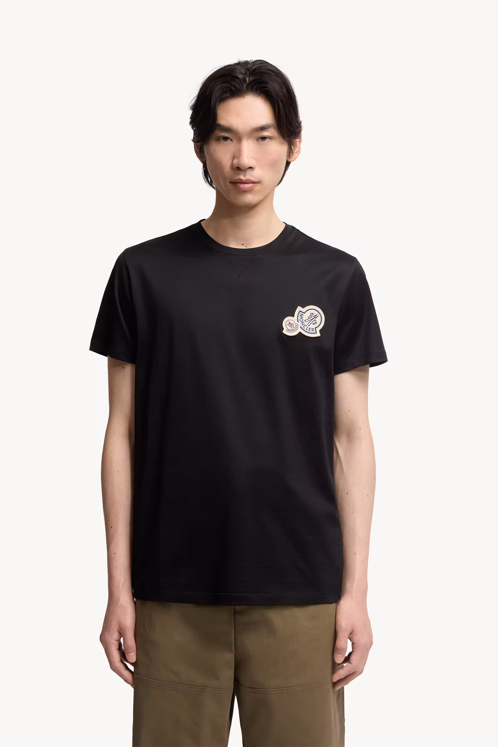 Double Logo Patch Cotton T-Shirt