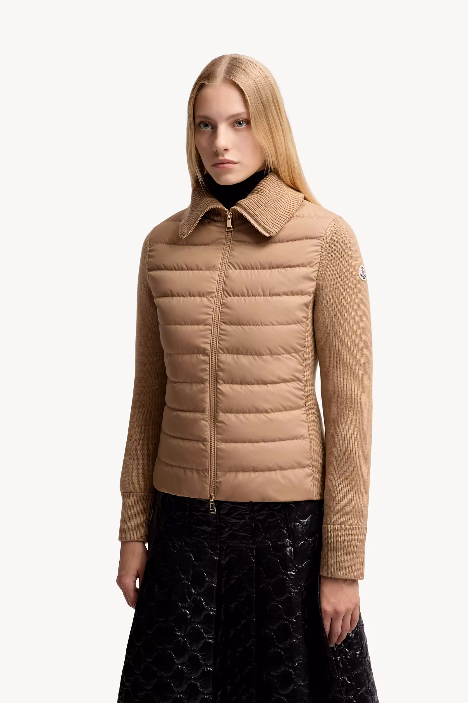 Padded Wool Zip-Up Cardigan