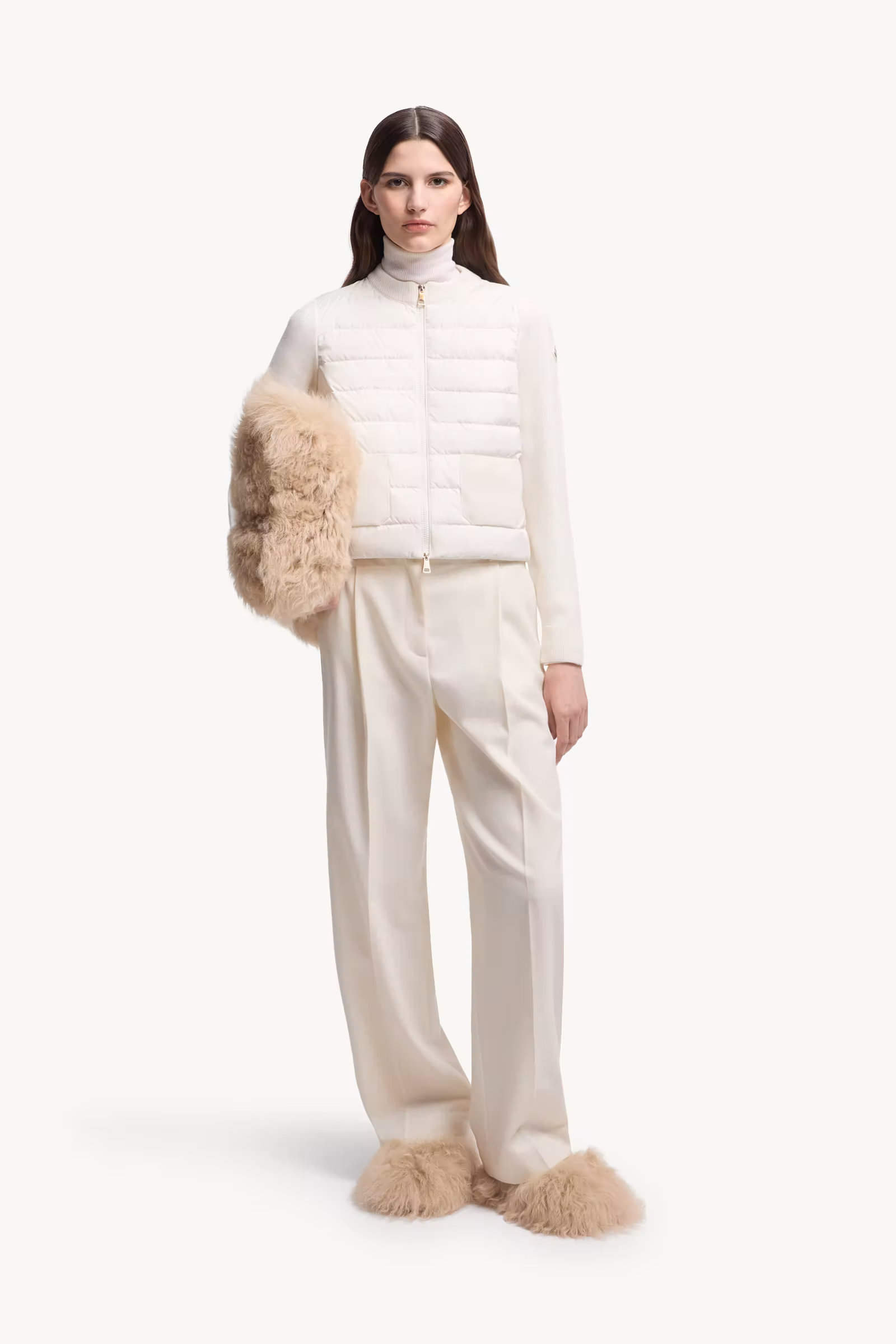 Padded Wool Zip-Up Cardigan