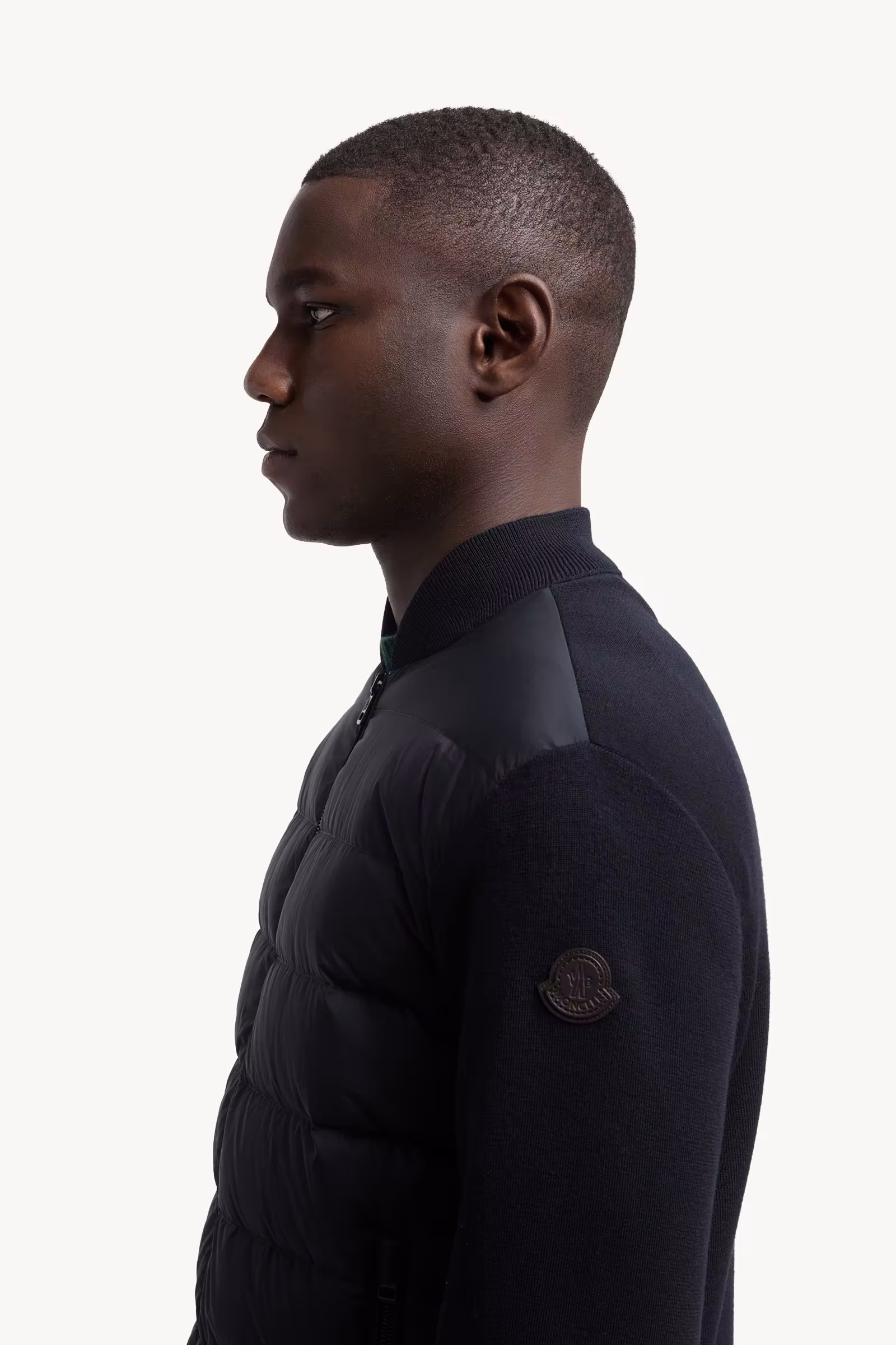 Padded Wool Zip-Up Cardigan