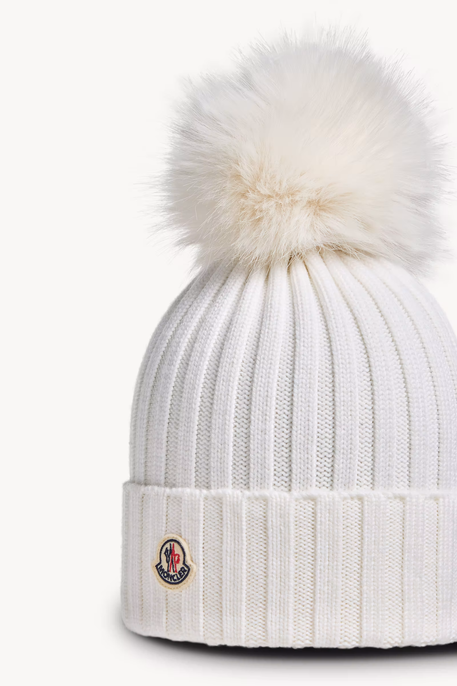 Wool Beanie with Faux Fur Pom Pom