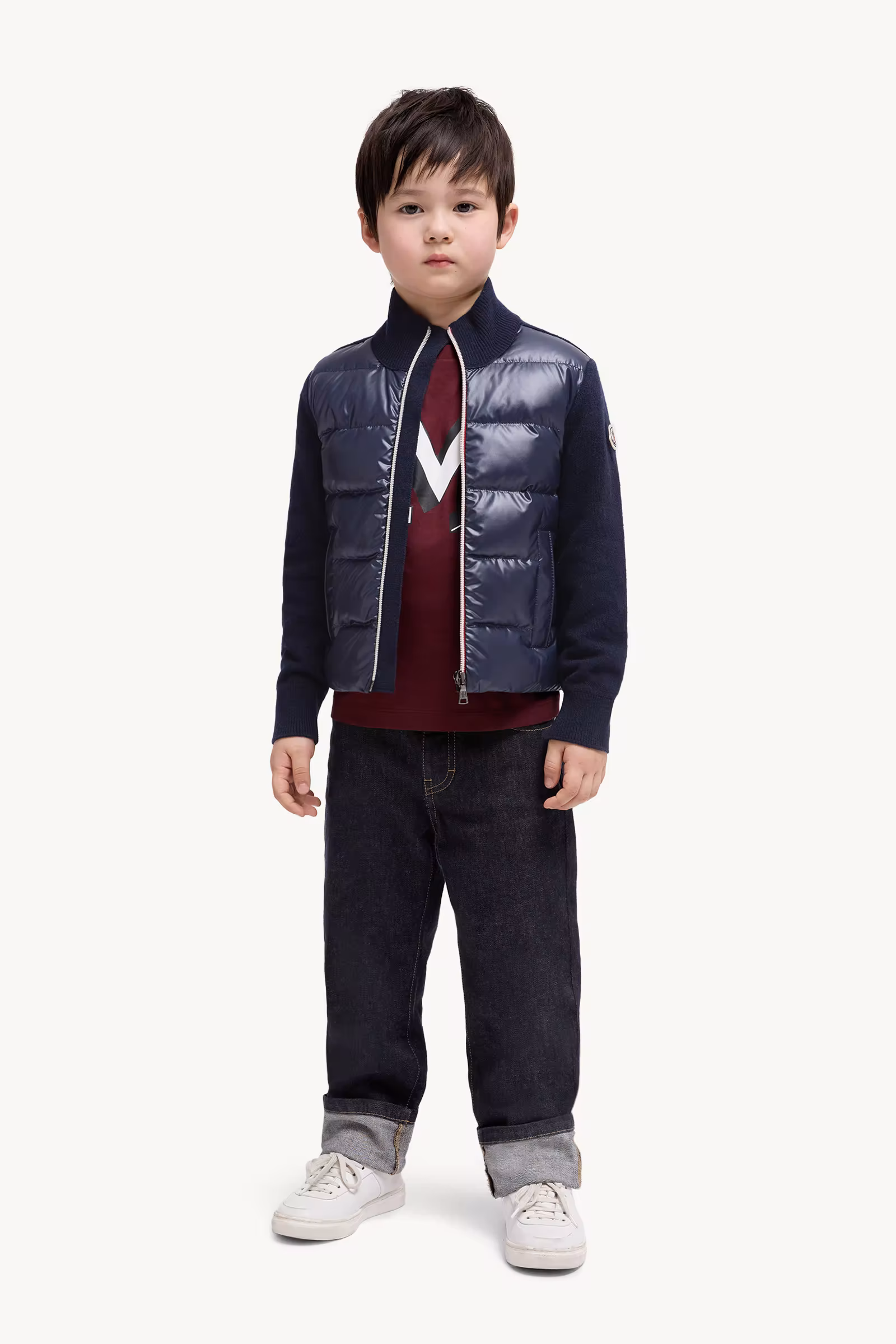 Padded Wool Zip-Up Cardigan