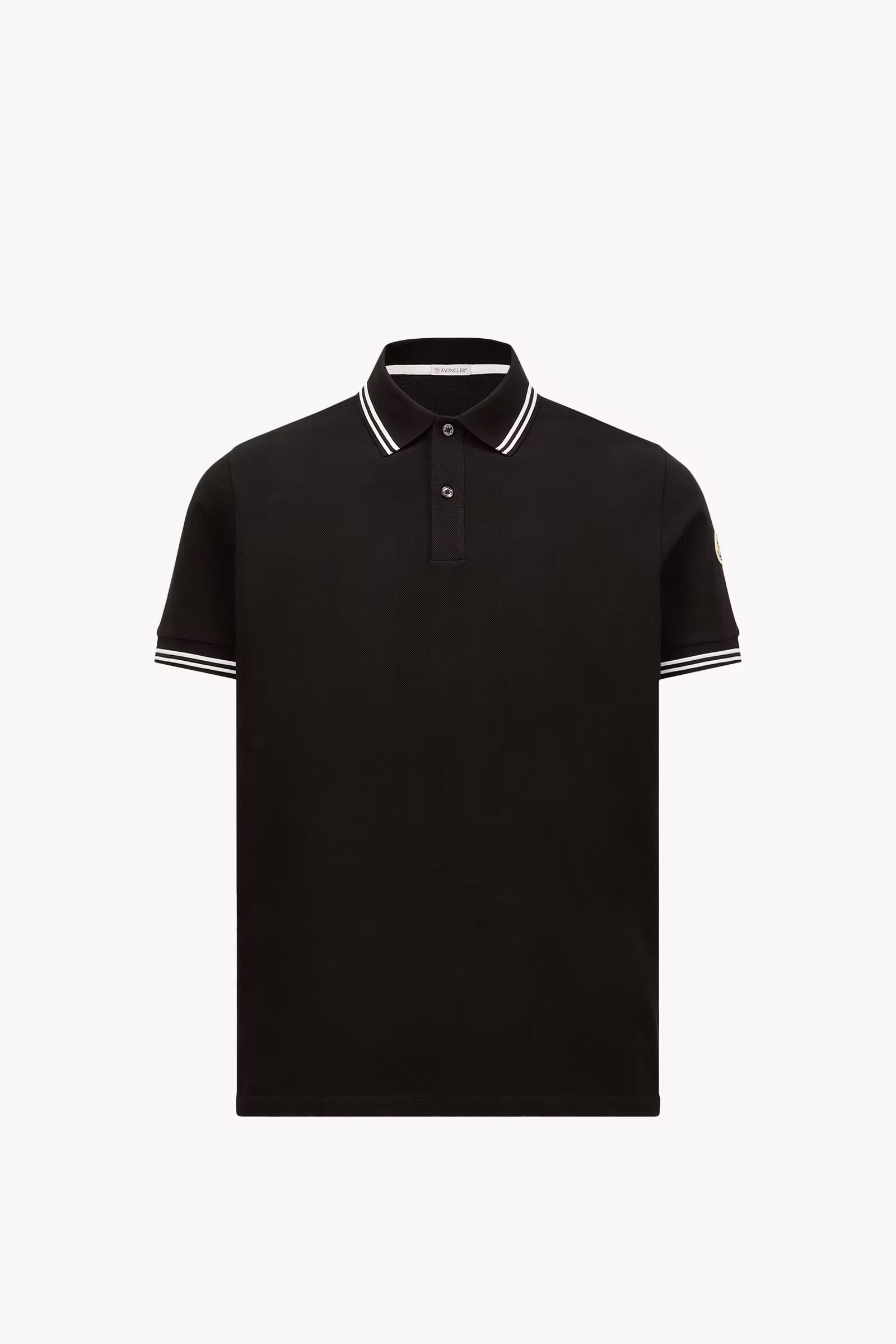 Striped Trim Cotton Piquet Polo Shirt