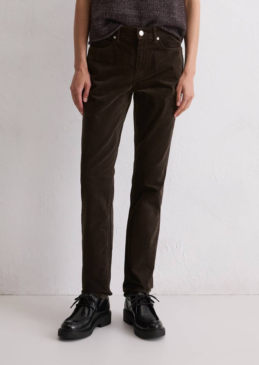 Velvet pants model Alkea slim made from an organic cotton stretch blend