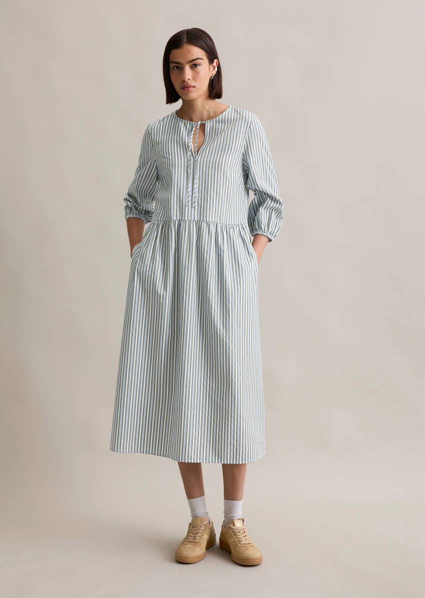 Regular striped dress made from cotton dobby