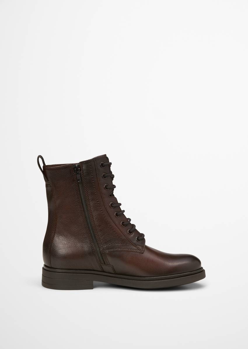 Lace-up boots with practical inside zipper