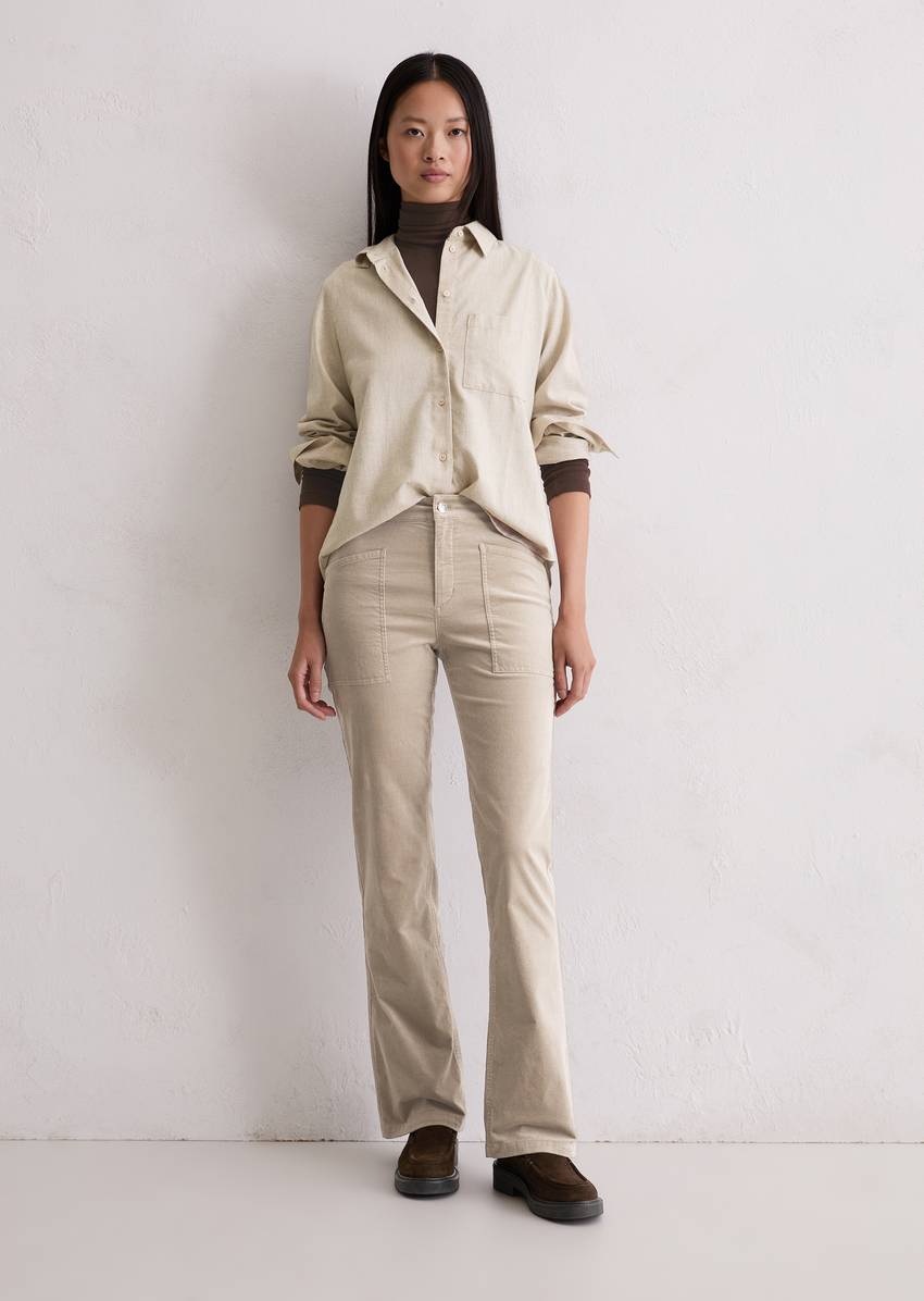 Velvet pants model Kiruna flared made from organic cotton stretch