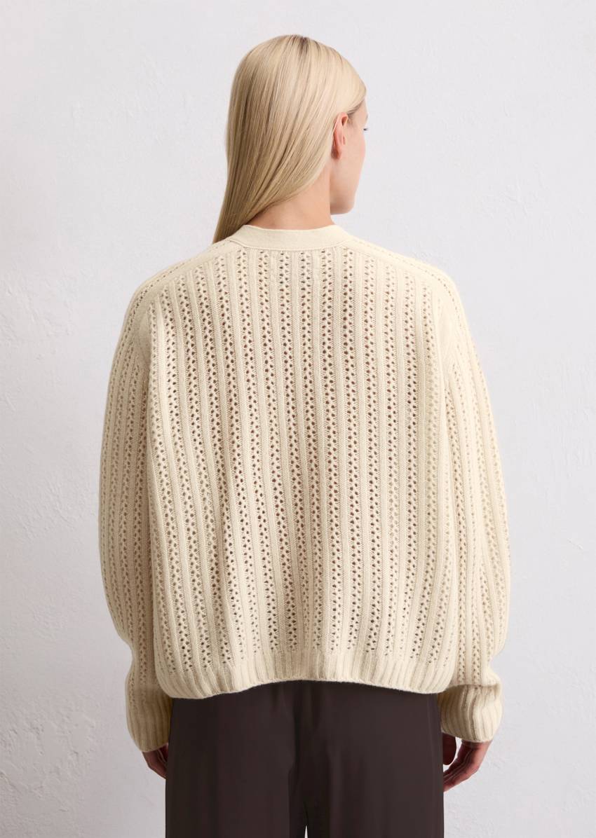 Ajour cardigan oversize made from virgin wool
