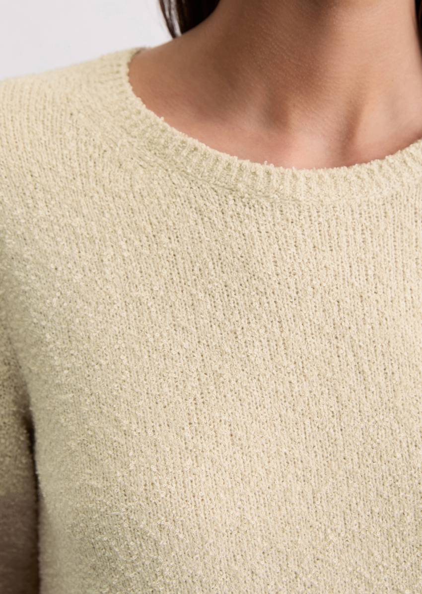 Knitted sweater regular made from bouclé yarn