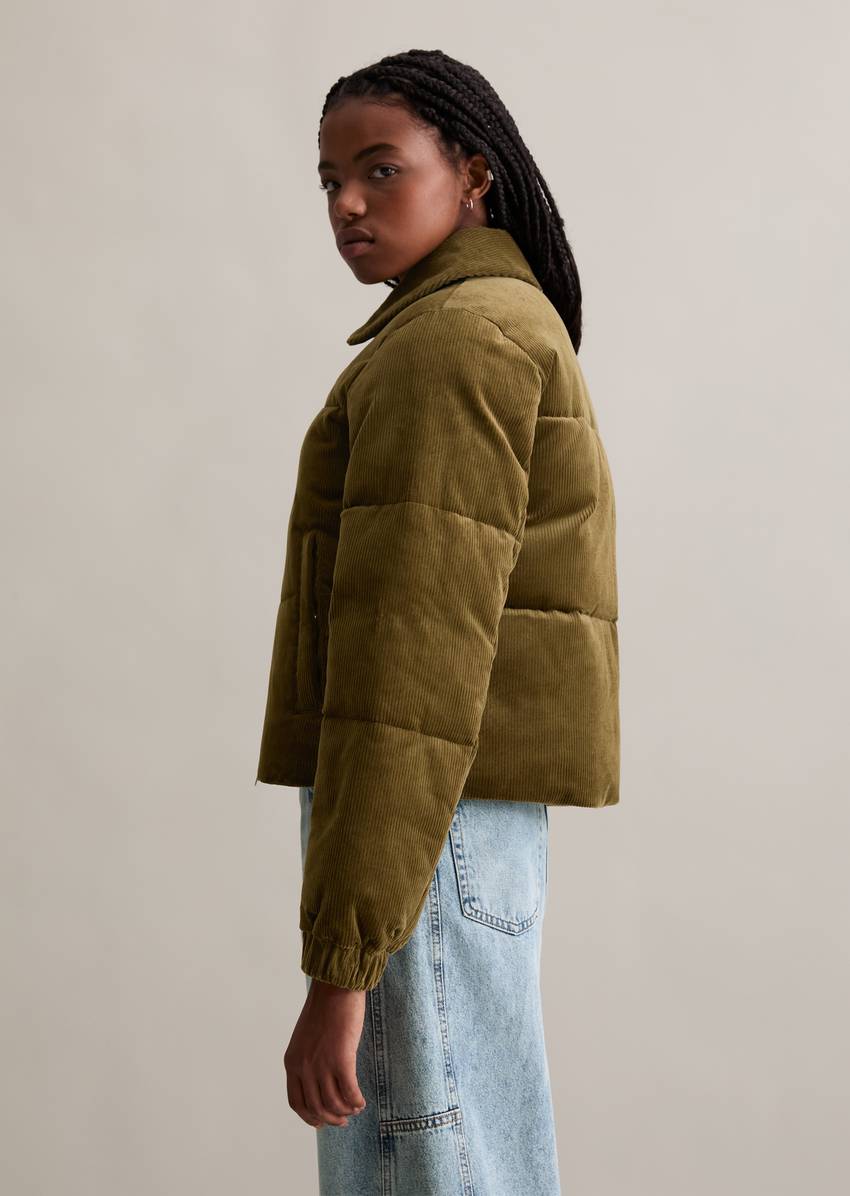 Corduroy puffer jacket regular cropped with soft padding