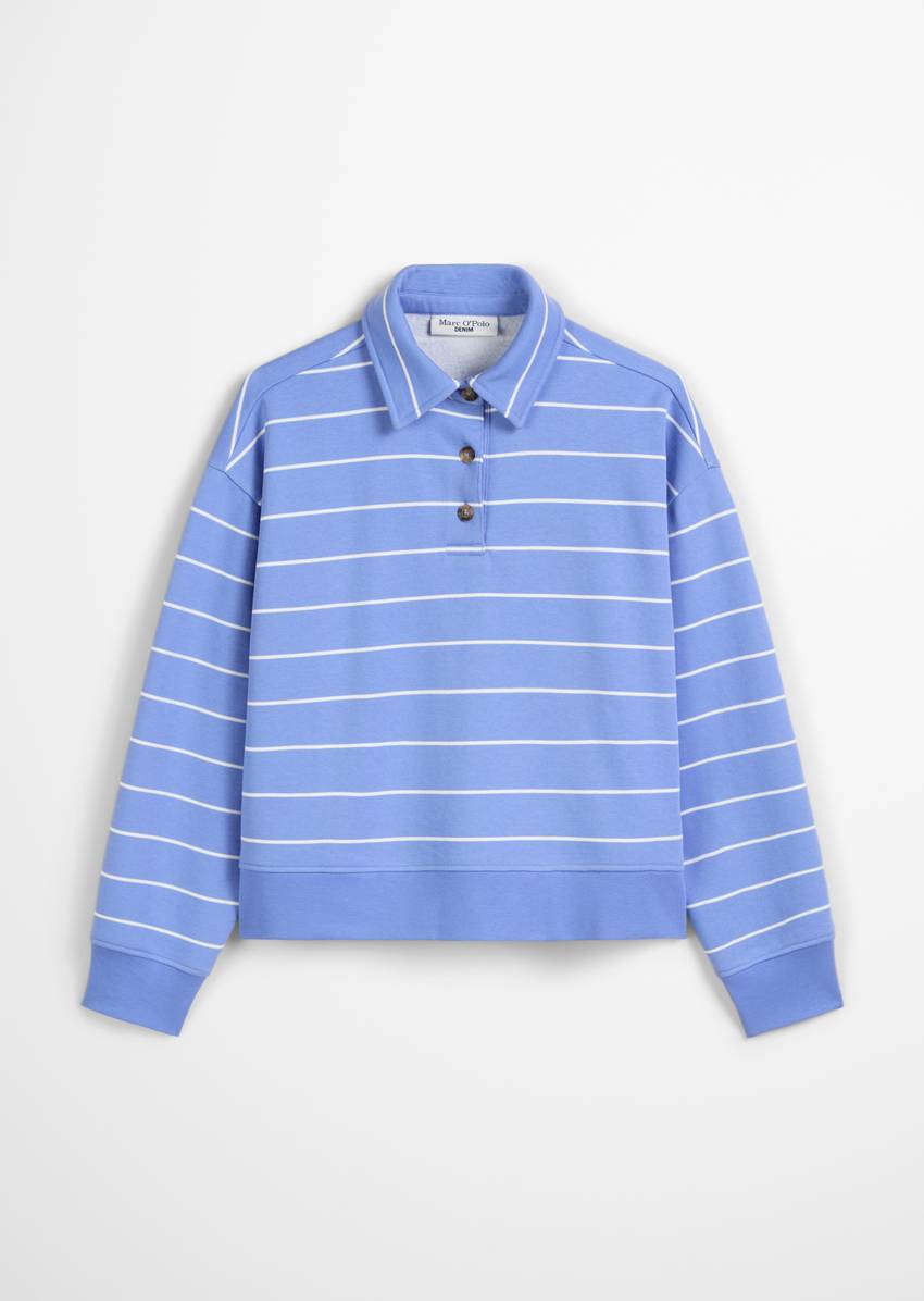 Striped polo sweatshirt relaxed made from pure organic cotton