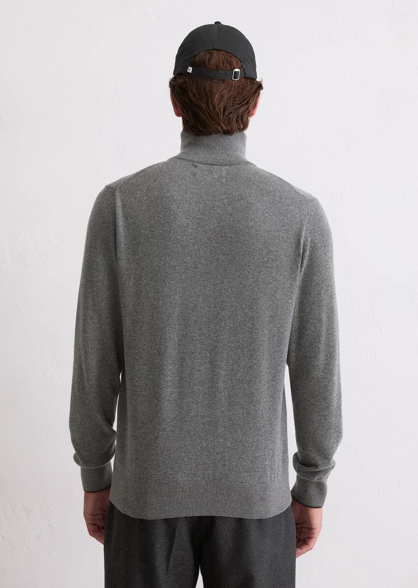 Zipper cardigan regular made from an organic cotton/virgin wool blend