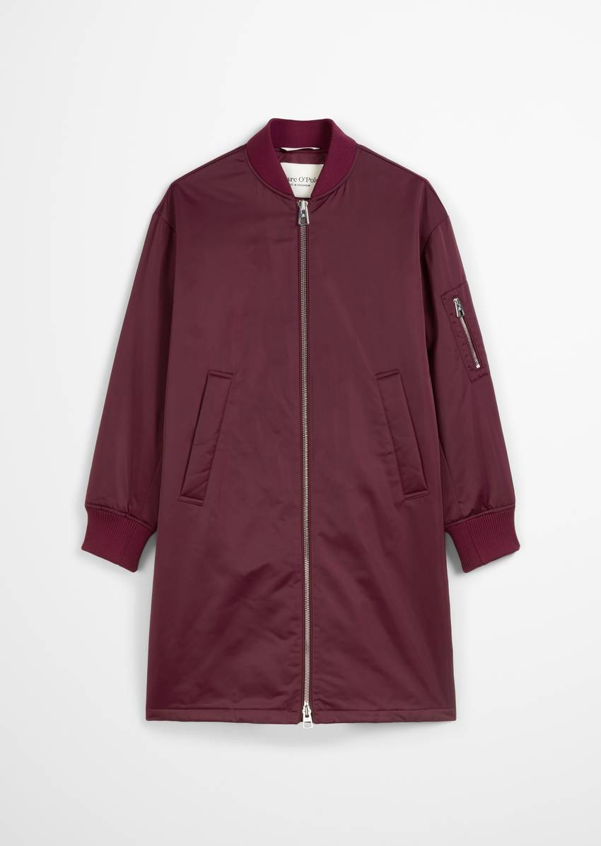 Regular aviator-style blouson coat made from recycled polyester twill