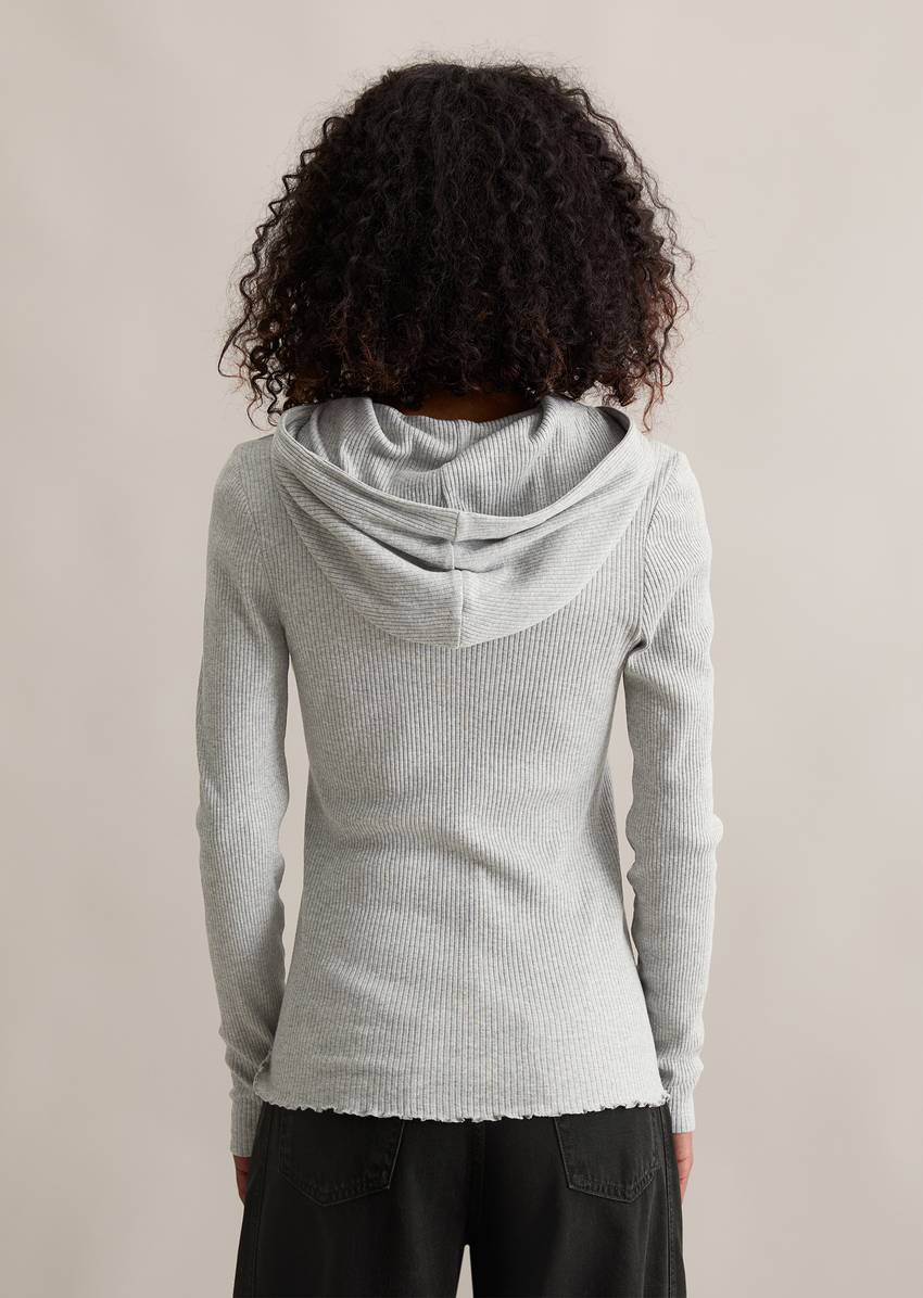 Hooded longsleeve regular made from soft ribbed jersey