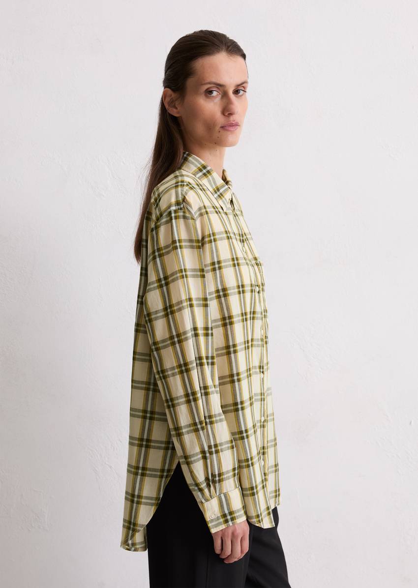 Check blouse regular made of cotton voile