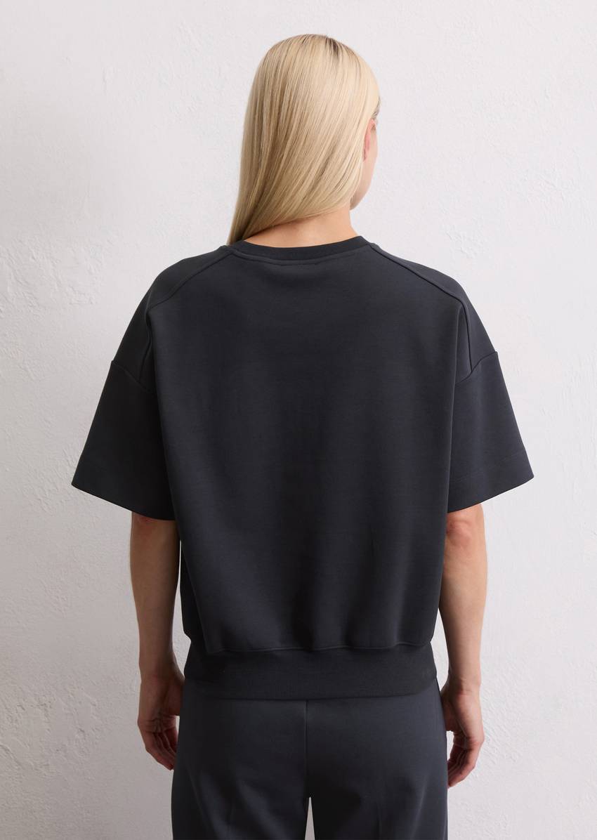 Regular short-sleeved sweatshirt made from interlock jersey