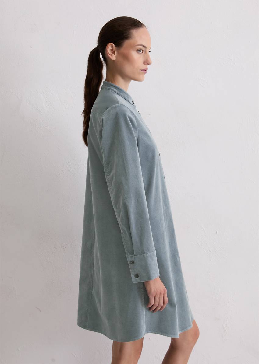 Velvet shirt dress A-shape made from organic cotton stretch