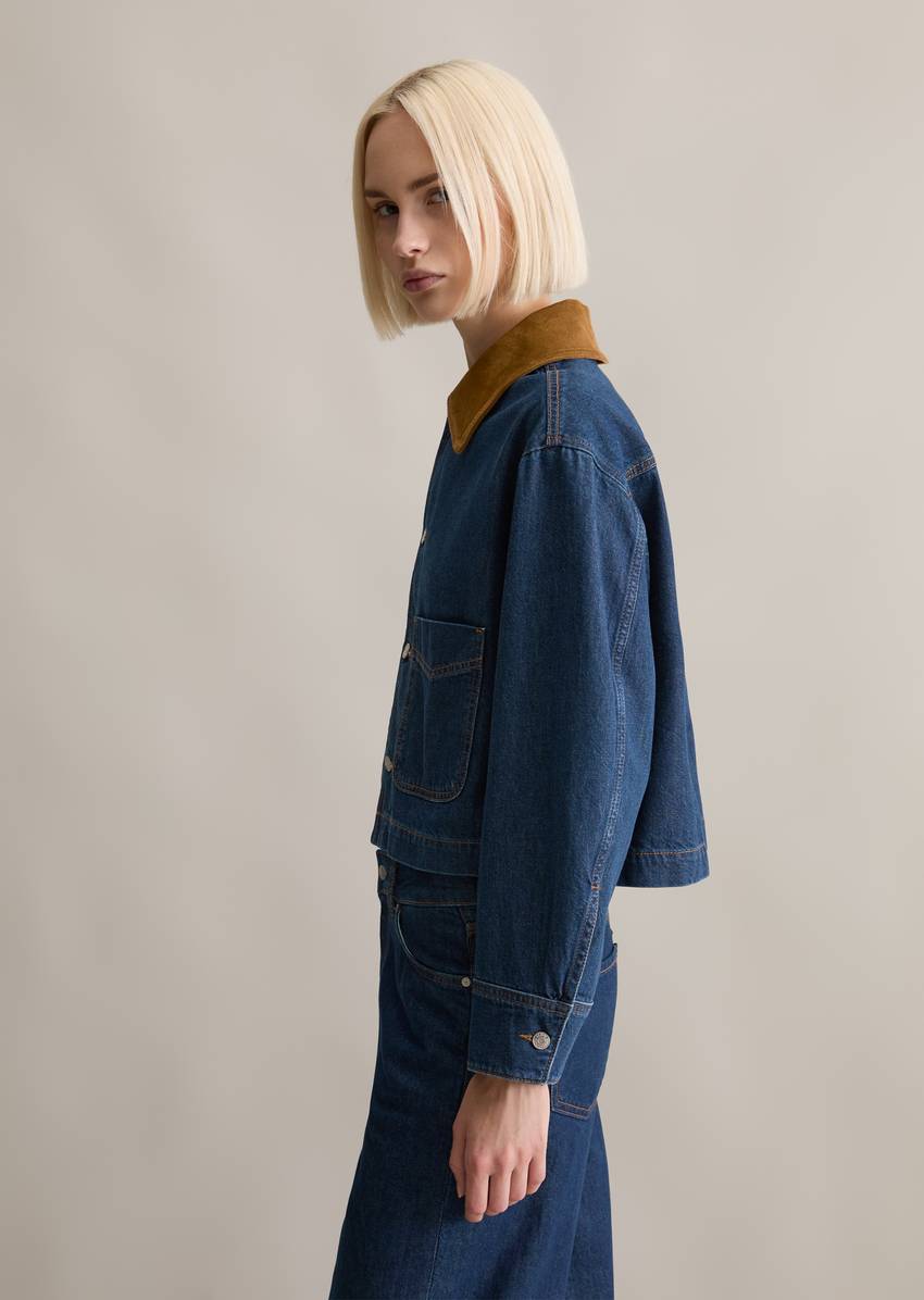 Barn-style loose denim jacket made from authentic rigid denim