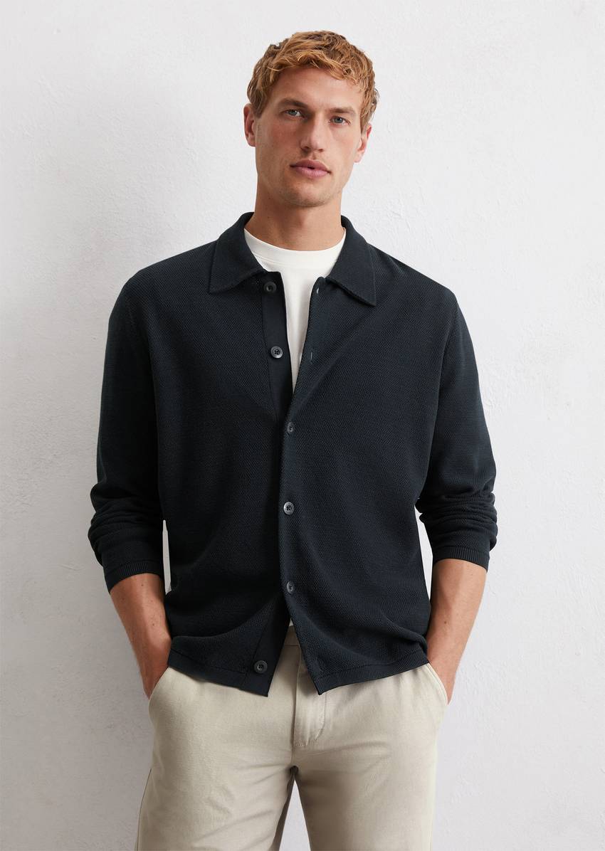Regular knit overshirt with a fine piqué structure