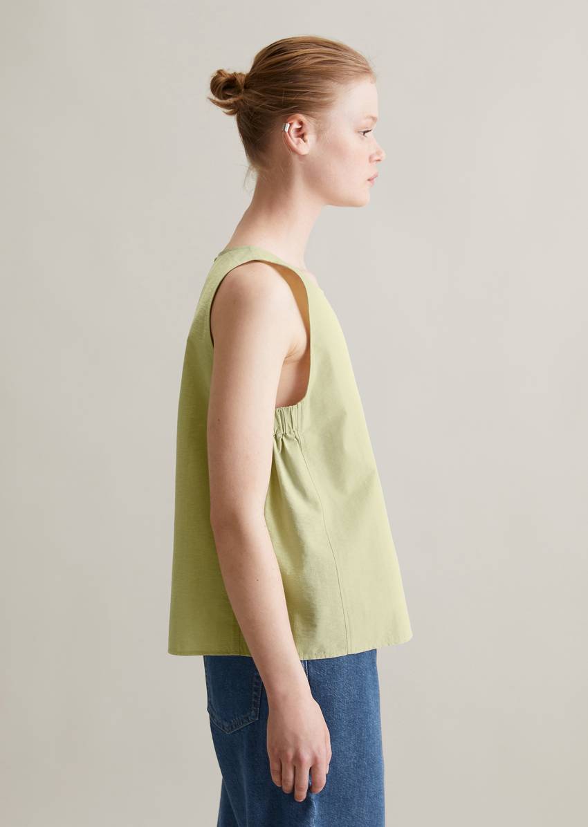 Regular cropped blouse top made from an organic cotton mix