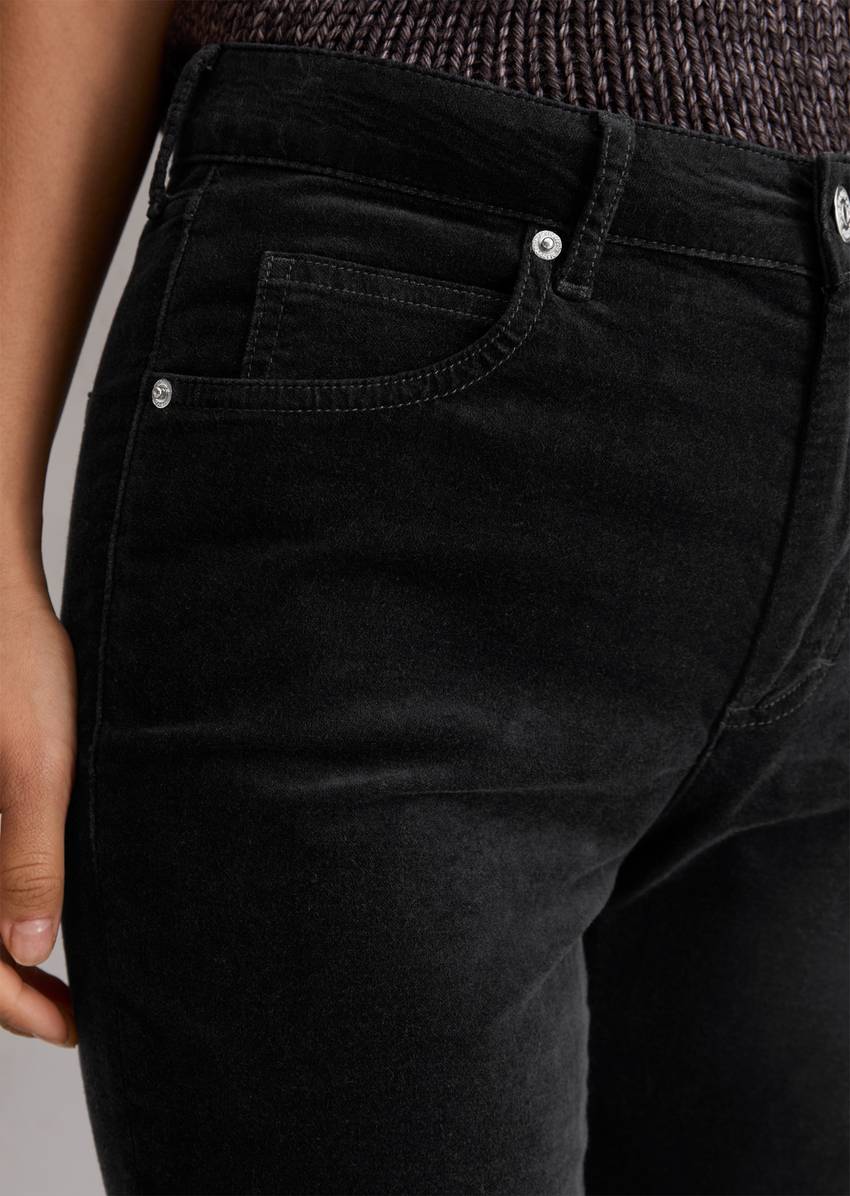 Velvet pants model Alkea slim made from an organic cotton stretch blend