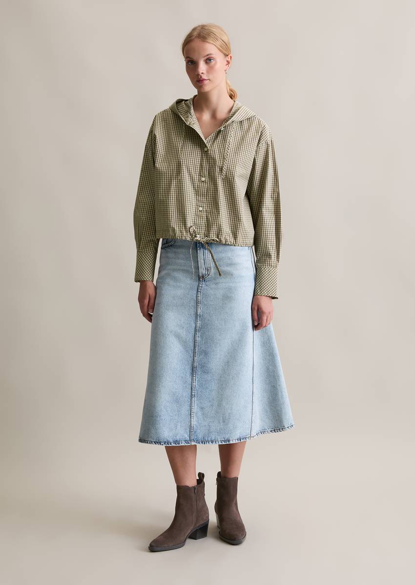 Cropped hooded blouse made from papertouch poplin