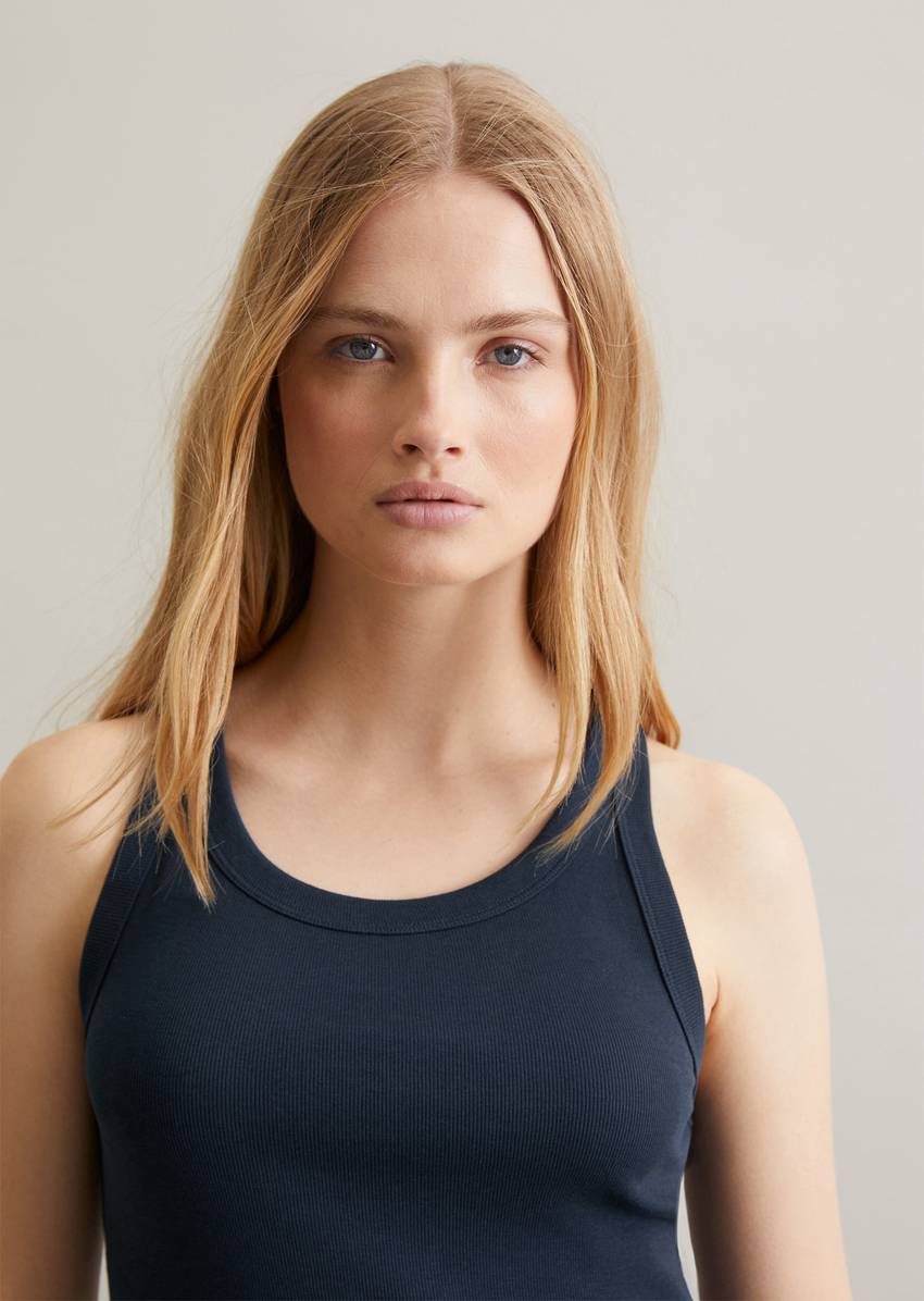 Ribbed tank top slim made from organic cotton stretch jersey