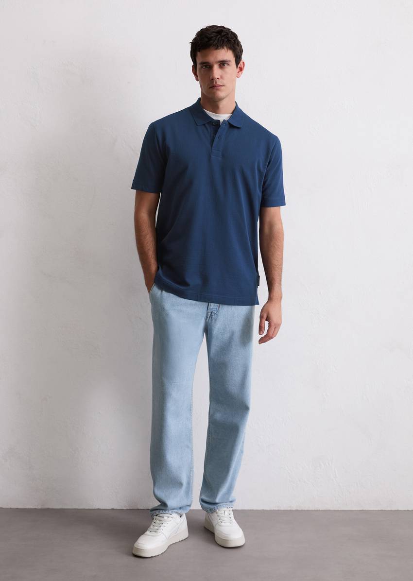 DfC polo shirt seersucker regular made from an organic cotton blend