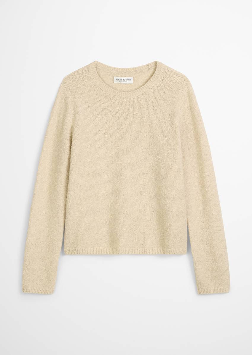 Knitted sweater regular made from bouclé yarn