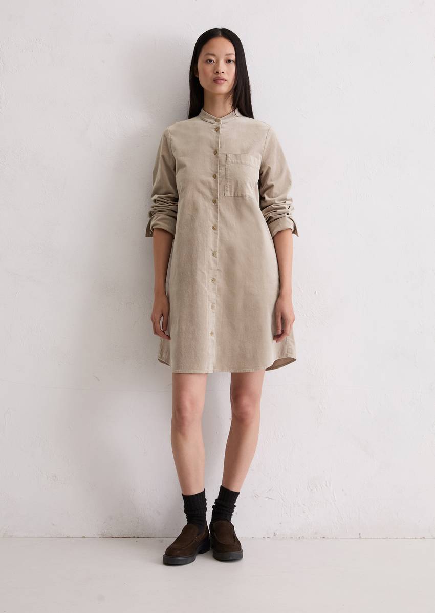 Velvet shirt dress A-shape made from organic cotton stretch
