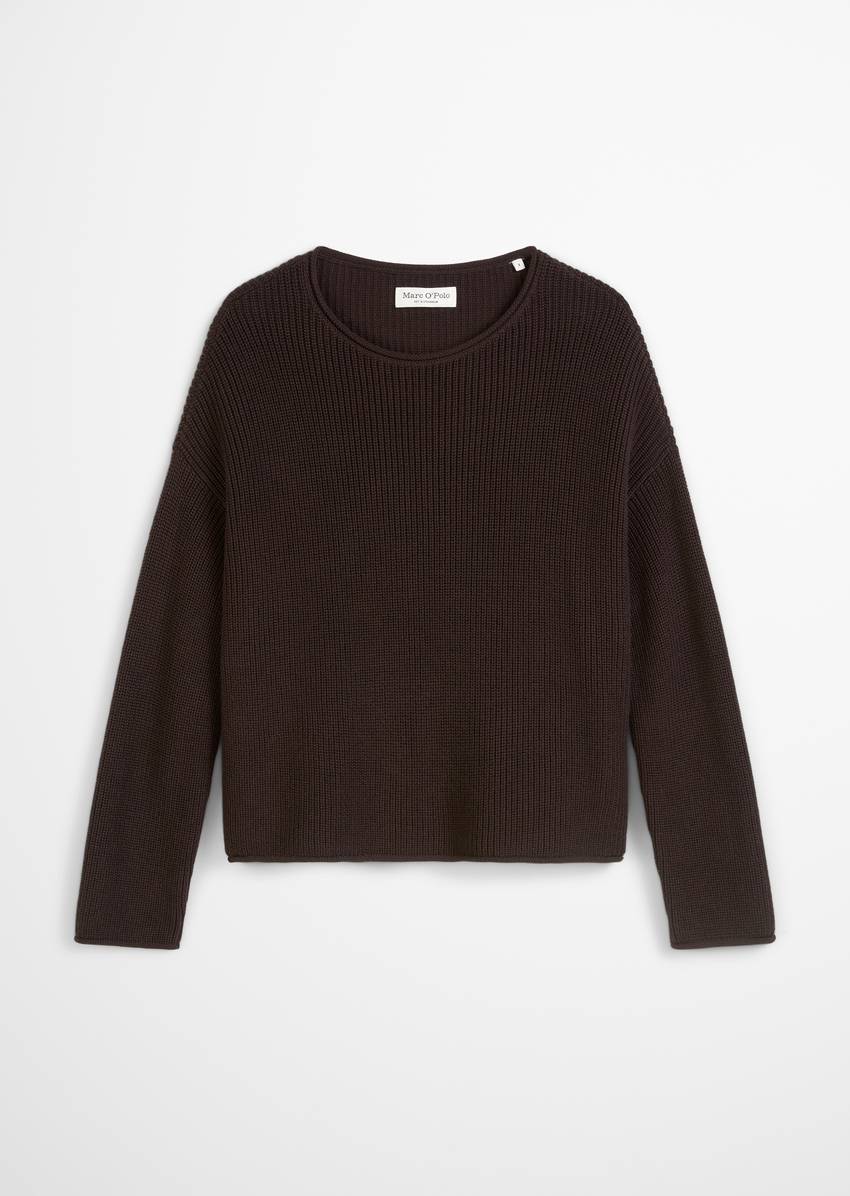 Knitted sweater regular made from bouclé yarn