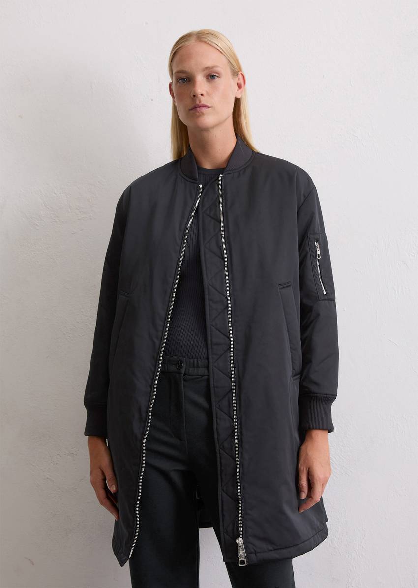 Regular aviator-style blouson coat made from recycled polyester twill