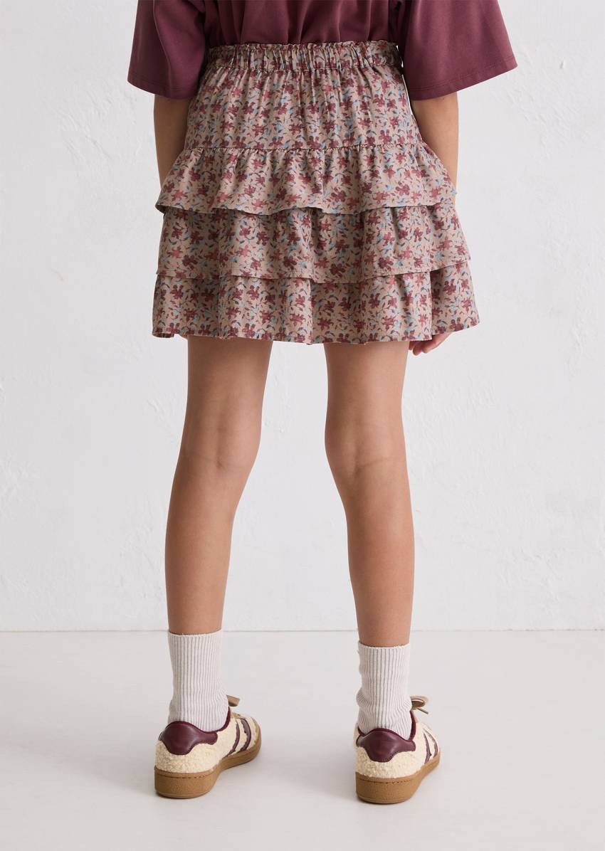 TEENS-GIRLS layered skirt with a delicate floral print