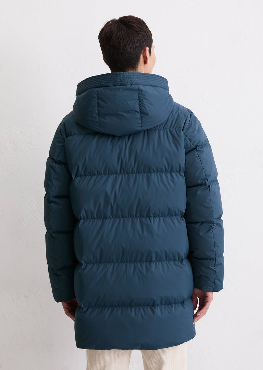 Regular puffer down jacket with functional pockets
