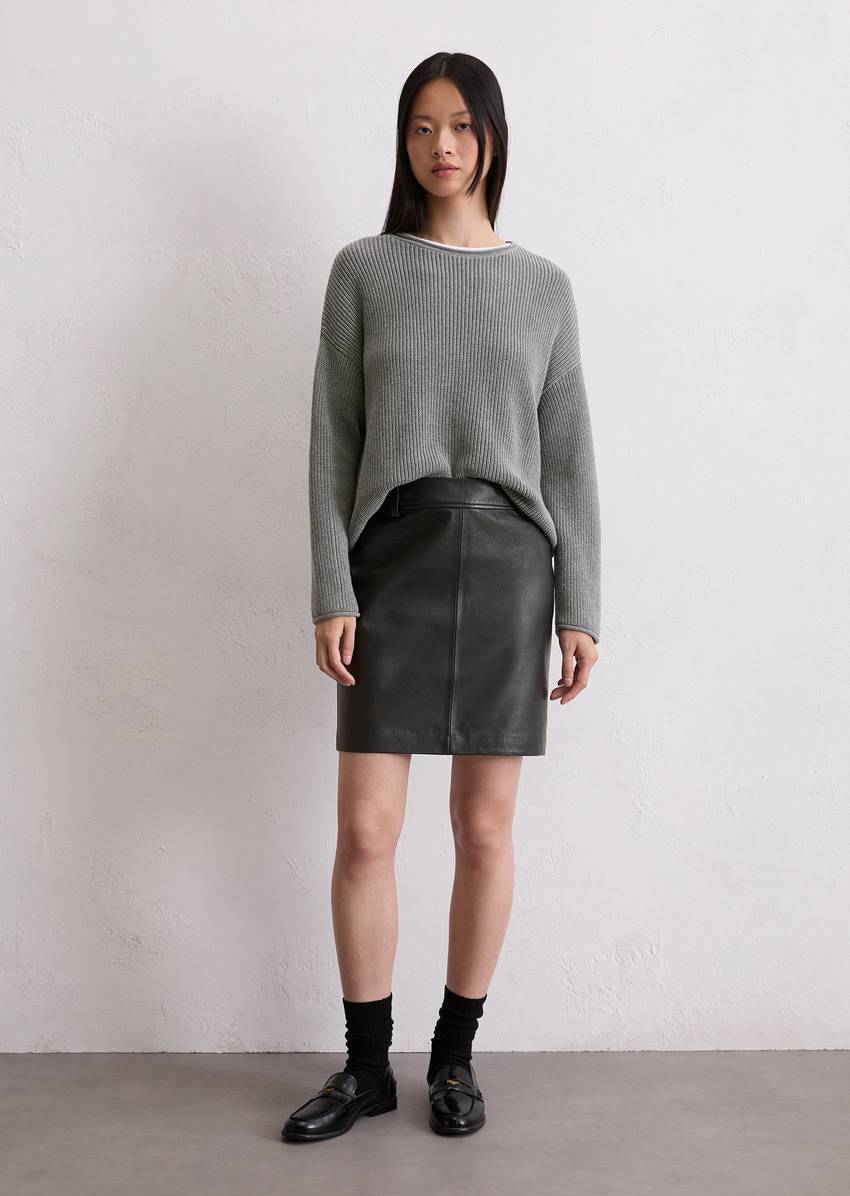 Leather mini skirt regular made from soft lamb nappa leather