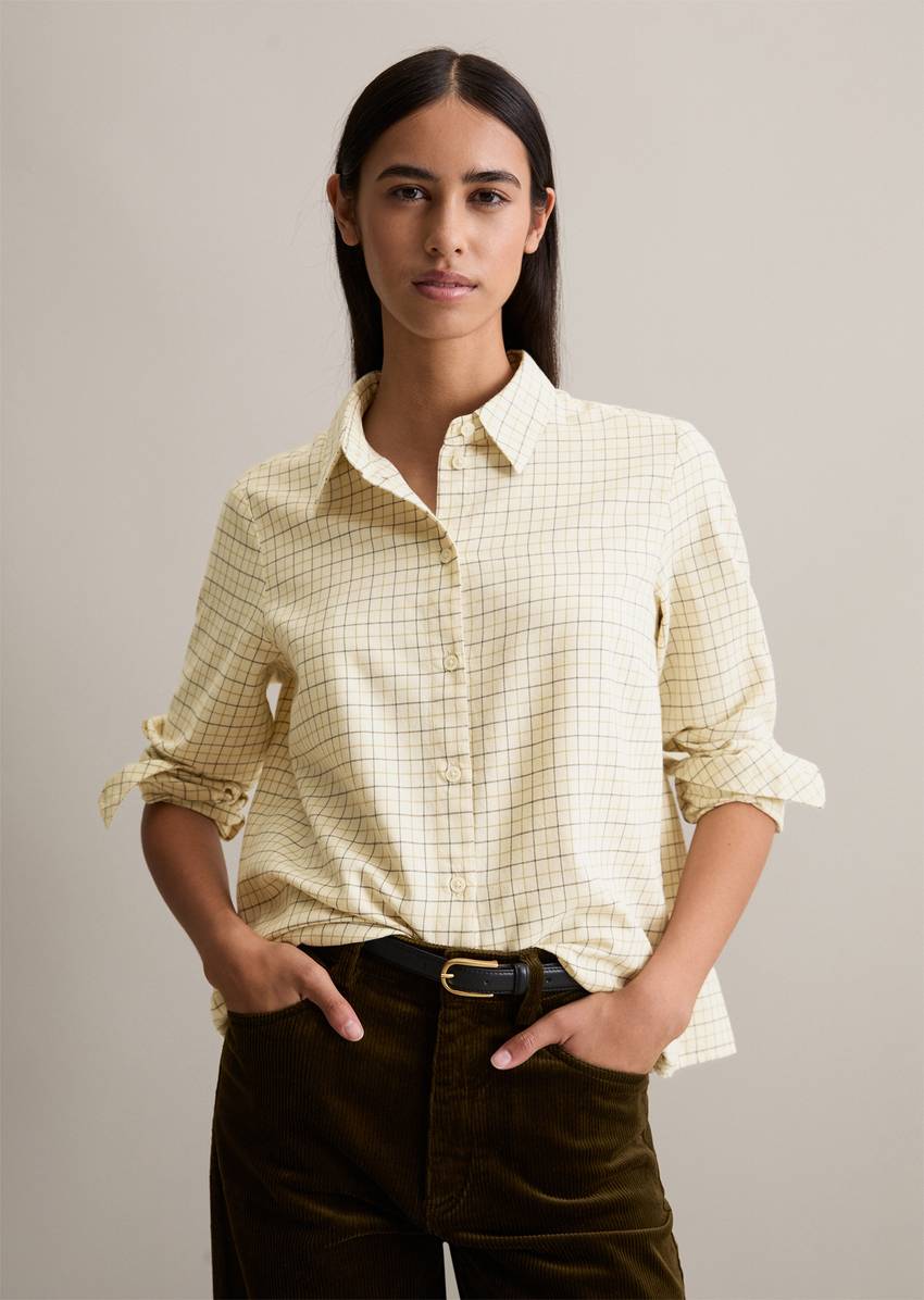 Loose check blouse in soft flannel fabric