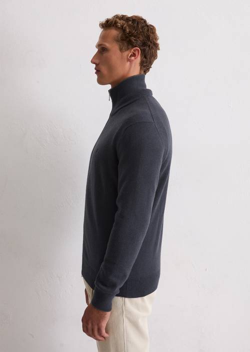 Zipper cardigan regular made from an organic cotton/virgin wool blend